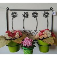 Suporte Ferro Para Plantas 3 Vasos Na Cor Preta.