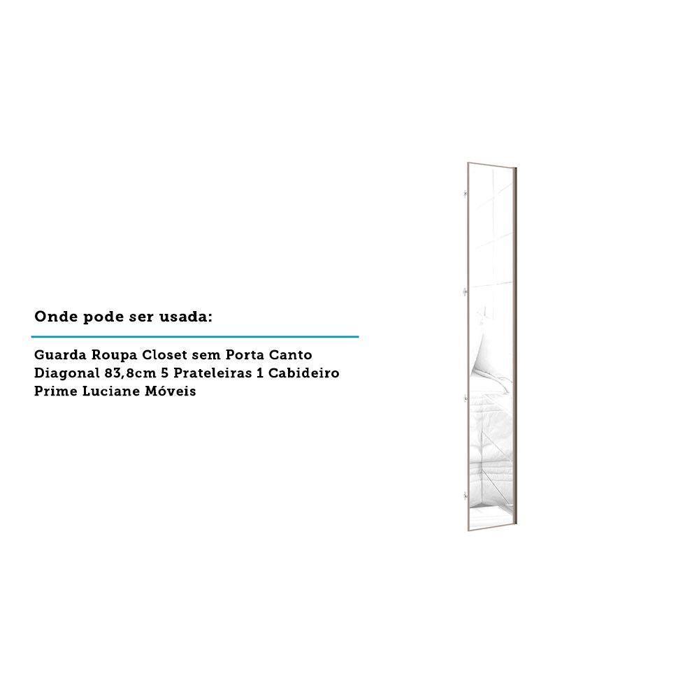 Porta Para Roupeiro Canto 40cm Champagne C/ Espelho Espelho - 2