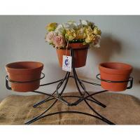 Suporte Ferro De Mesa Para 3 Vasos - Grande - Preto - 2