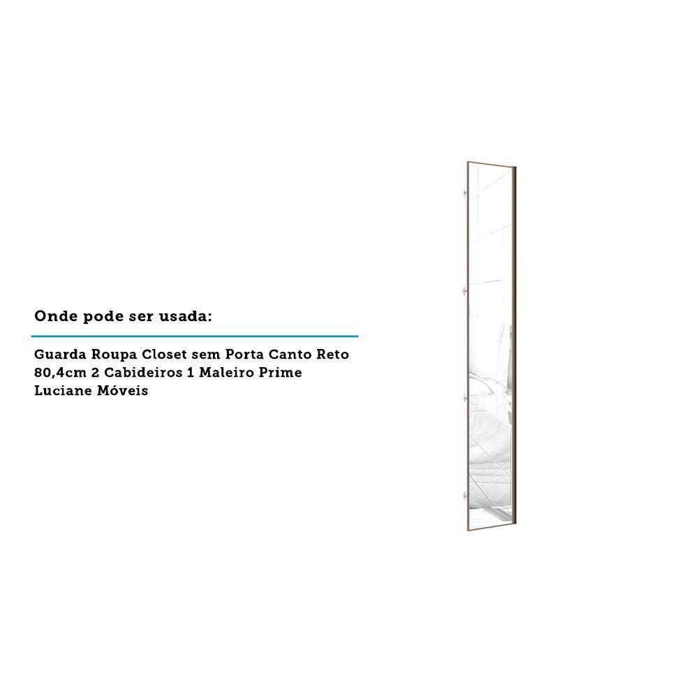 Porta Para Roupeiro De Canto Reto C/ Espelho E Inox Espelho - 2