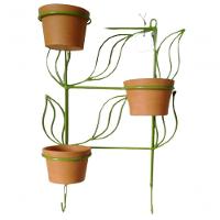 Suporte Ferro Para Plantas 3 Vasos E 2 Ganchos - Verde - 1
