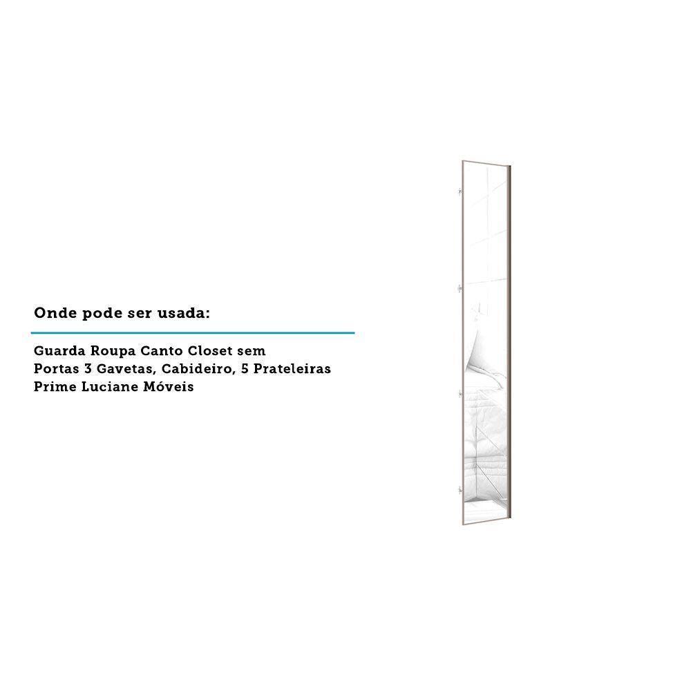 Porta Para Roupeiro Canto 40cm Champagne C/ Espelho Espelho - 2
