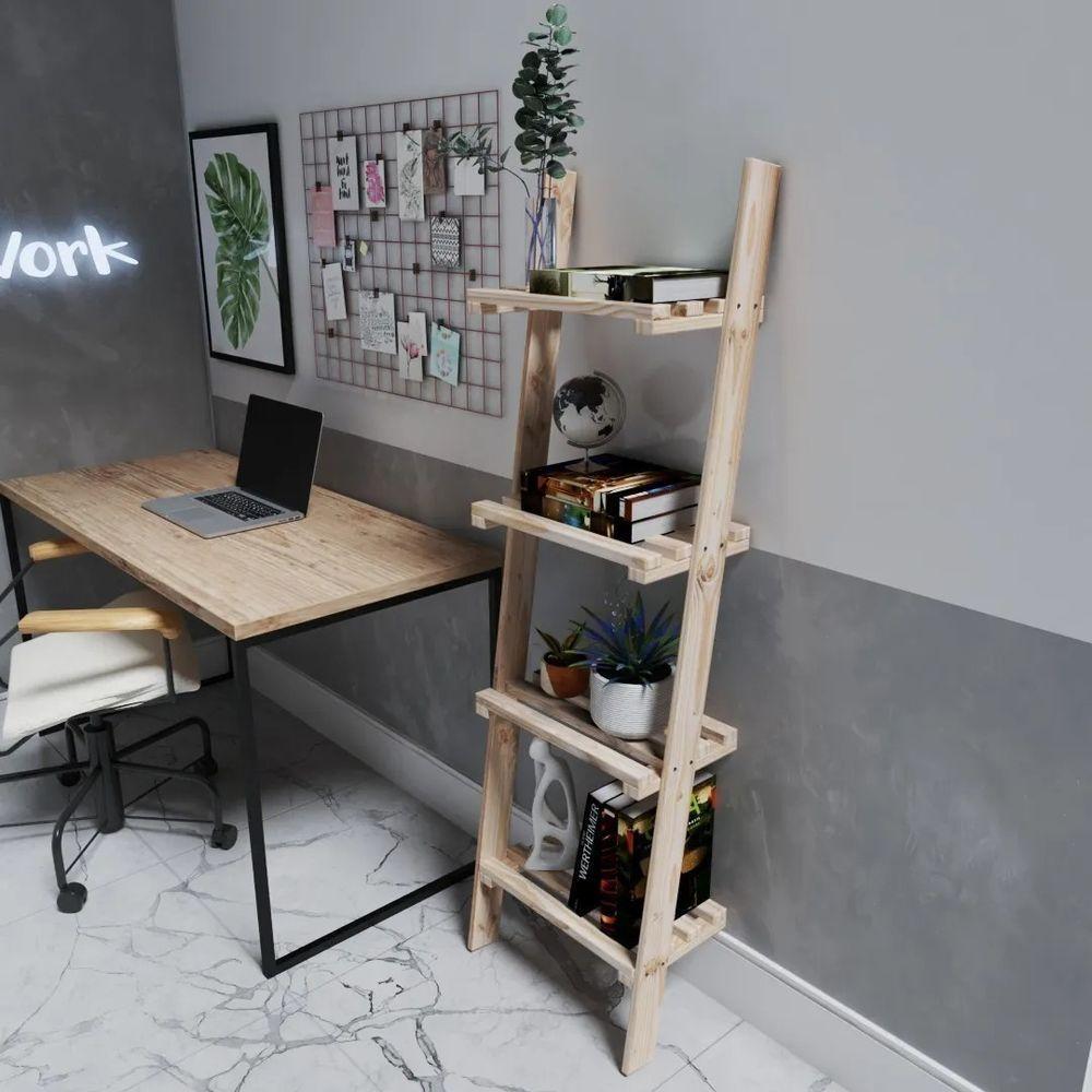 Kit 2 Estantes Resistente Madeira Natural Design Clássico Multiuso - 5