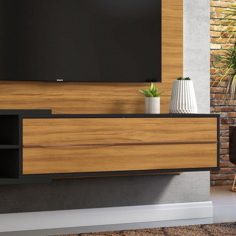 Painel Para Tv Até 60 "1 Porta Luz De Led Notável Preto - 7