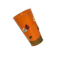 Vaso Balde De Ferro Jardim Joaninha Flor Laranja (Sybo-G8)