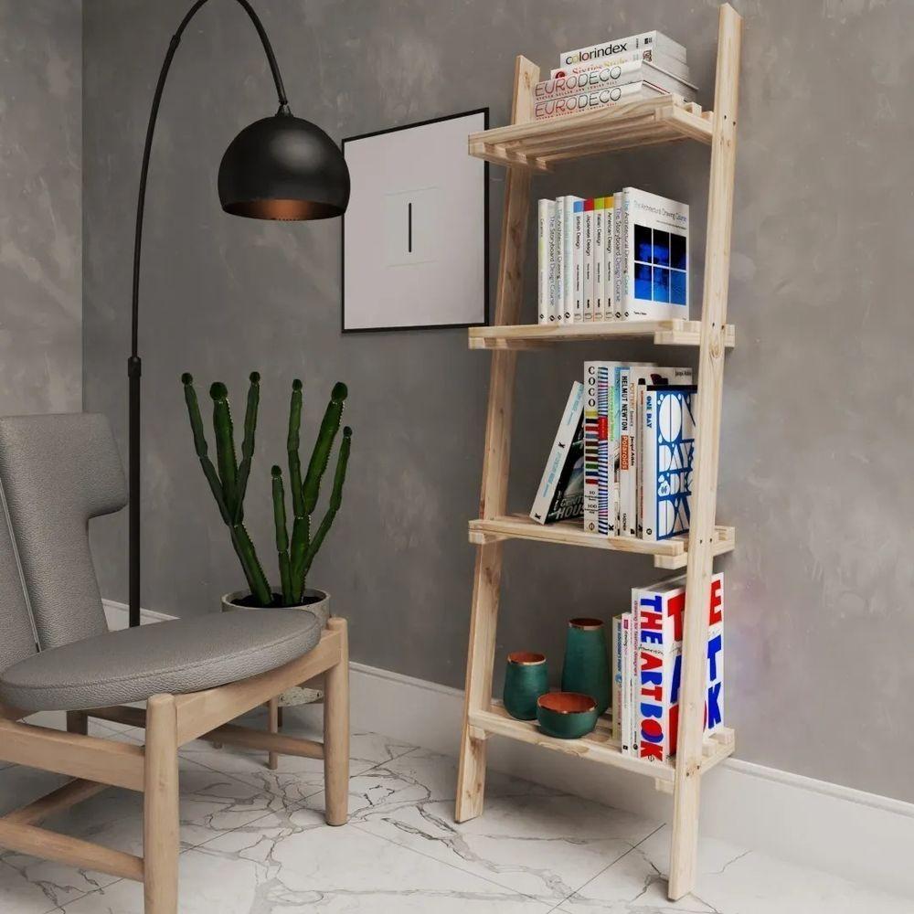 Kit 2 Estantes 132x50cm Design Clássico Em Oferta 100% Pinus Cadernos - 5