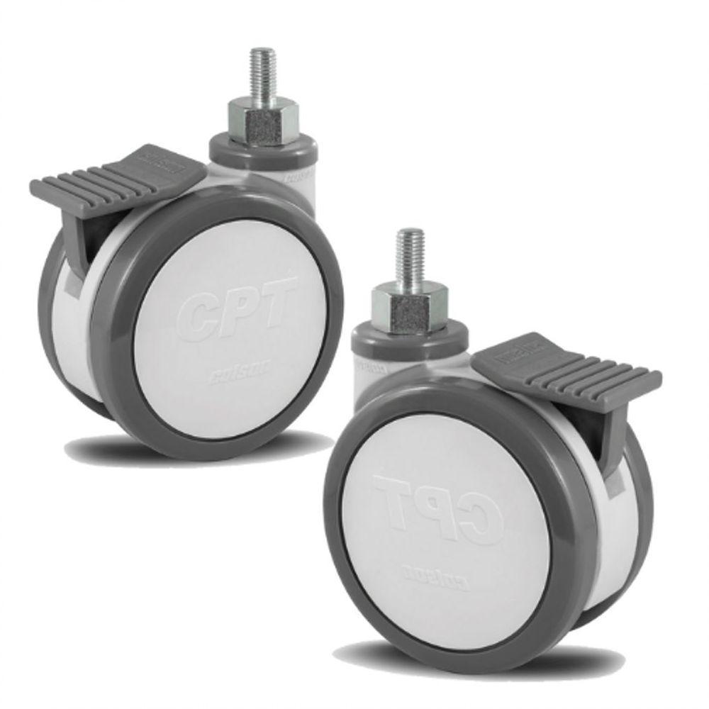 2 Rodizio Giratório Hospitalar 5 Pol Espiga Com Freio Cpte - 1