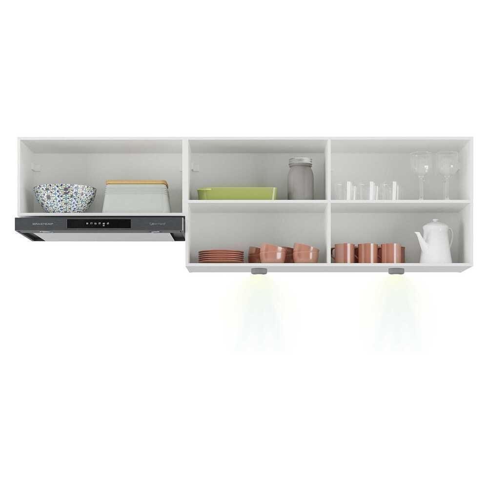 Kit 2 Armários De Cozinha Aéreos 3 Portas Com Leds Veneza Multimóveis Mp2146 Branco/dourado Branco/dourado - 3