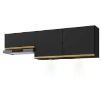 Kit 2 Armários De Cozinha Aéreos 3 Portas Com Leds Veneza Multimóveis Mp2146 Preto/dourado Preto/dourado - 1
