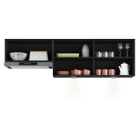 Kit 2 Armários De Cozinha Aéreos 3 Portas Com Leds Veneza Multimóveis Mp2146 Preto/dourado Preto/dourado - 4