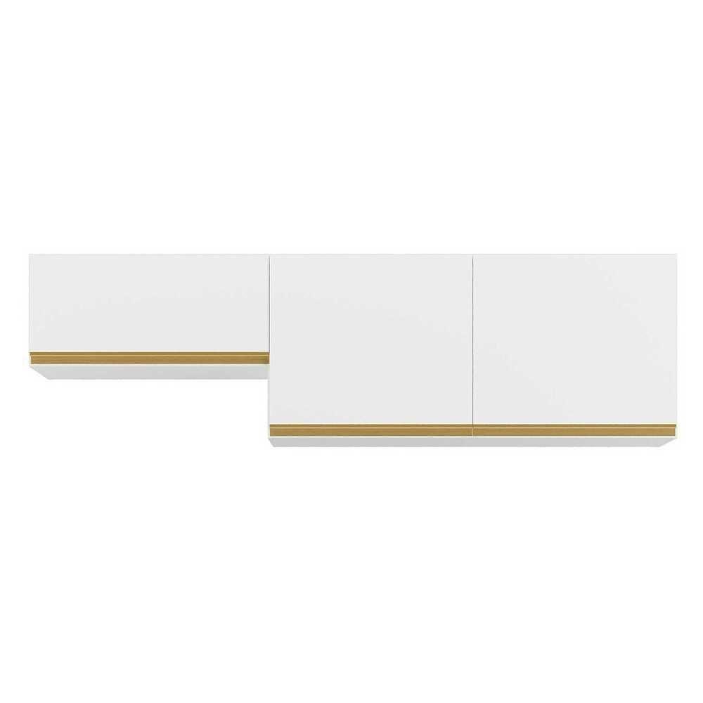 Kit 2 Armários De Cozinha Aéreos 3 Portas Veneza Multimóveis Mp2145 Branco/dourado Branco/dourado - 2