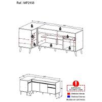 Kit Armário De Cozinha Balcão Canto 90cm E Gabinete Pia 150cm Veneza Multimóveis Mp2158 Branco/dourado Branco/dourado - 2