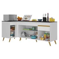 Kit Armário De Cozinha Balcão Canto 90cm E Gabinete Pia 150cm Veneza Multimóveis Mp2158 Branco/dourado Branco/dourado - 3