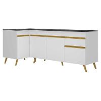 Kit Armário De Cozinha Balcão Canto 90cm E Gabinete Pia 150cm Veneza Multimóveis Mp2158 Branco/dourado Branco/dourado - 4