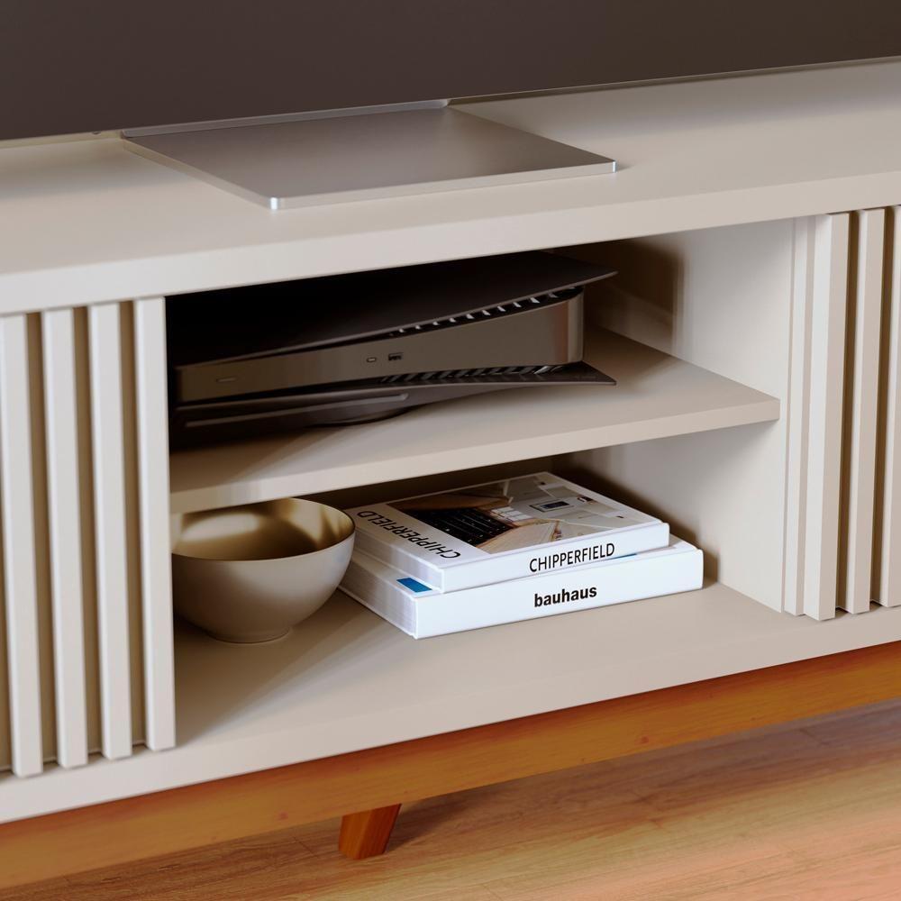Bancada Rack Tv 75 Pol 218 Cm Fortaleza Off White Matte Clb Off White Matte - 5