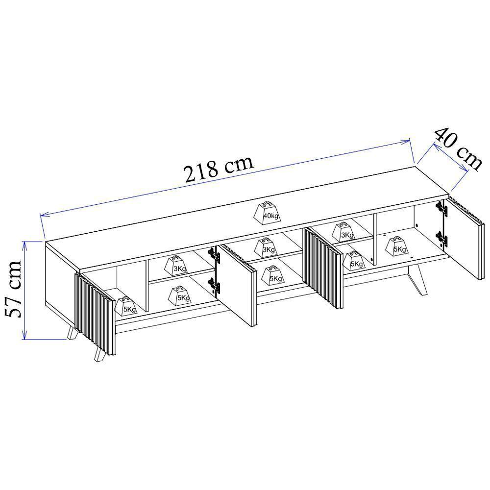 Bancada Rack Tv 75 Pol 218 Cm Fortaleza Off White Matte Clb Off White Matte - 8