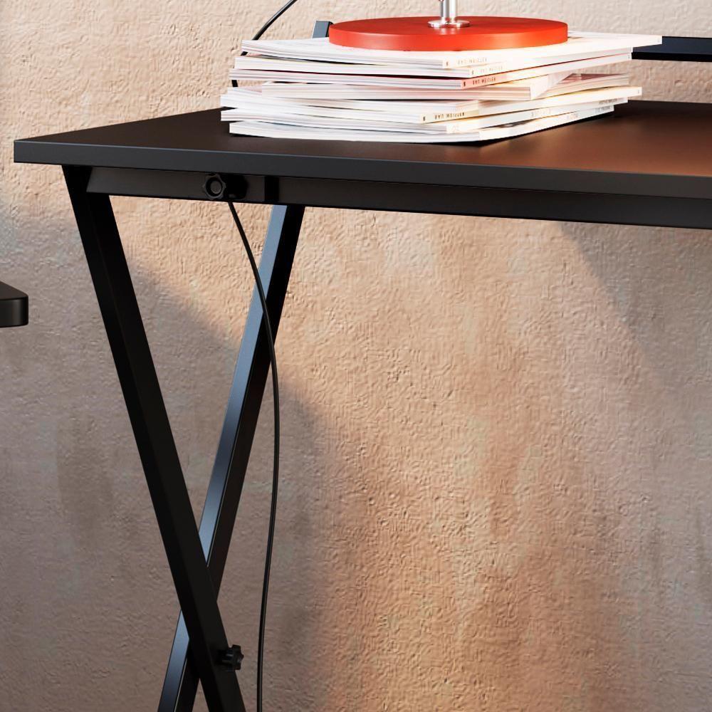 Escrivaninha Dobravel Estilo Industrial P1022 Preto Grafite Pp Preto Grafite - 6