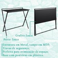 Escrivaninha Dobravel Estilo Industrial P1022 Preto Grafite Pp Preto Grafite - 7