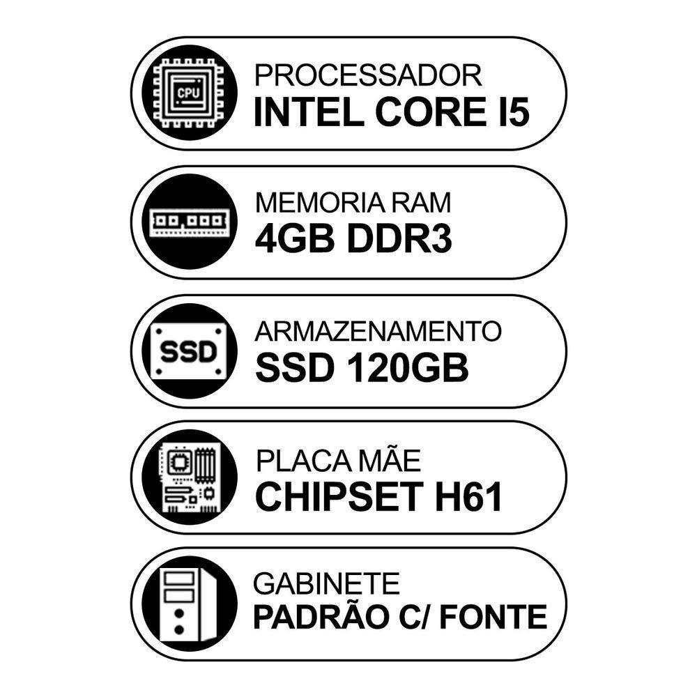 Computador Desktop, Intel Core I5 3º Geração, 4gb Ram, Ssd 120gb, Hdmi - 3