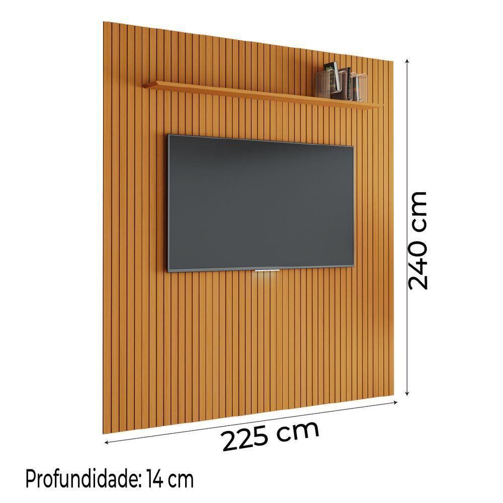 Painel Para Tv Até 75 Polegadas 2,25x2,40m Ripado Com Prateleira Arbo Cedro Edn Nature - 5