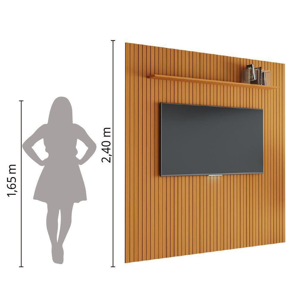 Painel Para Tv Até 75 Polegadas 2,25x2,40m Ripado Com Prateleira Arbo Cedro Edn Nature - 6