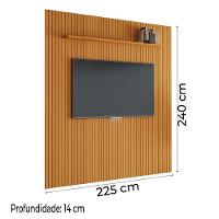 Painel Para Tv Até 75 Polegadas 2,25x2,40m Ripado Com Prateleira Arbo Cedro Edn Nature - 5