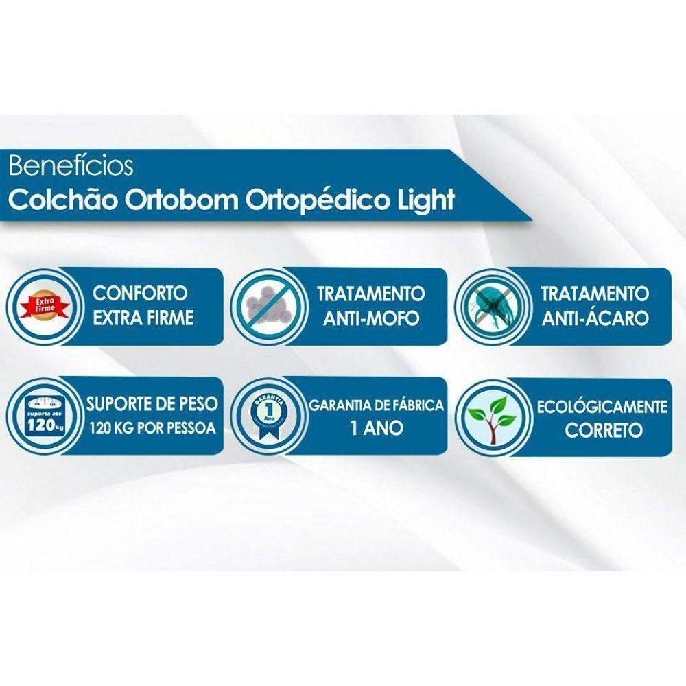 Cama Box Baú c/Auxiliar Solteiro: Colchão Ortopédico Ortobom Light + Base CRC Courano White(88x188) - 3
