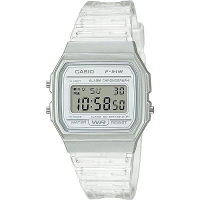 Relógio Casio Feminino Ref: F-91ws-7df Vintage Digital Transparente