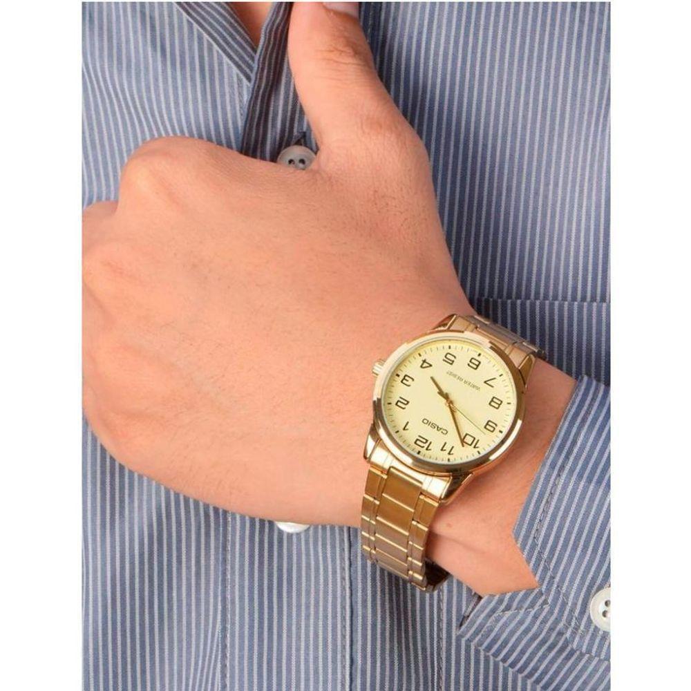 Relógio Casio Masculino Ref: Mtp-v001g-9budf Clássico Dourado - 2