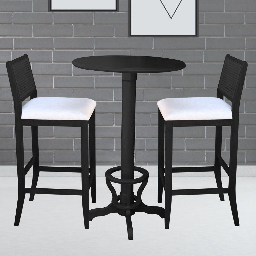 Mesa Bar Redonda com Suporte para Pés Madeira Maciça Adan - 2