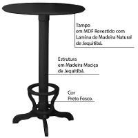 Mesa Bar Redonda com Suporte para Pés Madeira Maciça Adan - 8