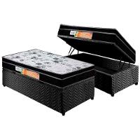 Cama Box Baú Solteiro: Colchão Anatômico Polar D28 / EP Orthoface + Base CRC Suede Black(88x188) - 1