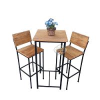 Conjunto Bistrô Com Mesa Quadrada E 2 Banquetas Em Madeira De Demolição E Ferro Sudeste Rústico - 1