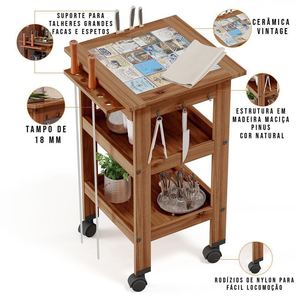 Kit 2 Carrinhos De Churrasco Bistrô Churrasqueira Imbuia - 6