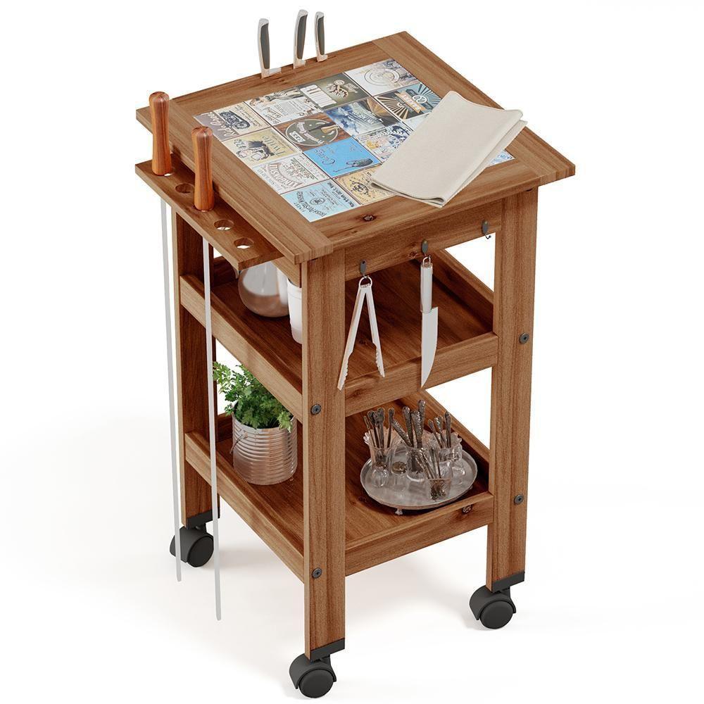 Kit 2 Carrinhos De Churrasco Bistrô Churrasqueira Imbuia - 7