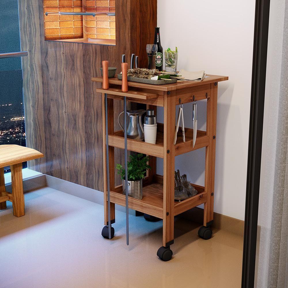 Kit 2 Carrinhos De Churrasco Bistrô Churrasqueira Imbuia - 8