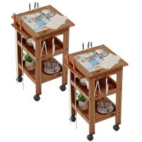 Kit 2 Carrinhos De Churrasco Bistrô Churrasqueira Imbuia - 1