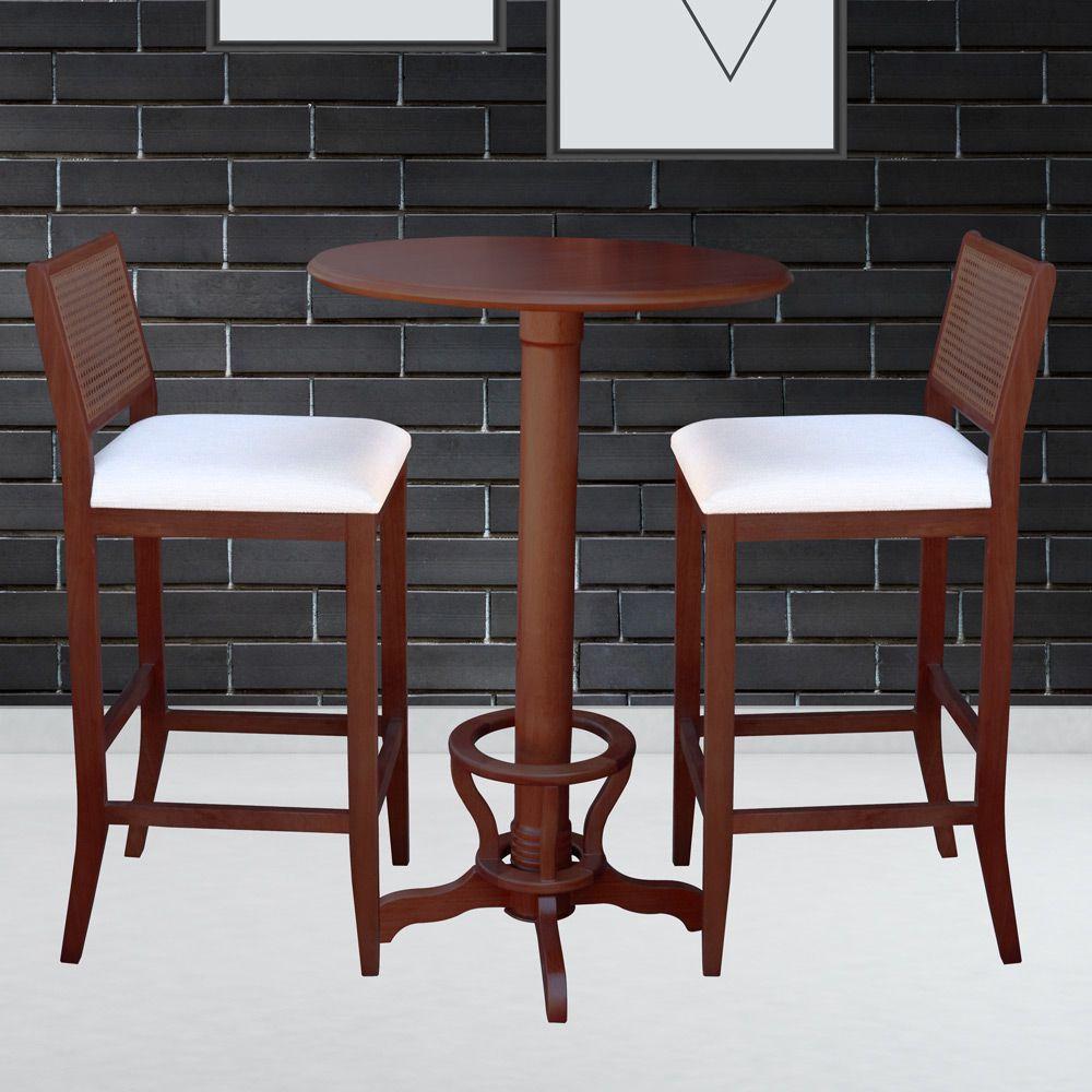 Mesa Bar Redonda com Suporte para Pés Madeira Maciça Adan - 9