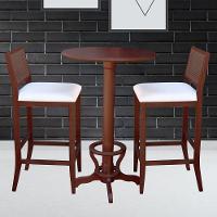 Mesa Bar Redonda com Suporte para Pés Madeira Maciça Adan - 9