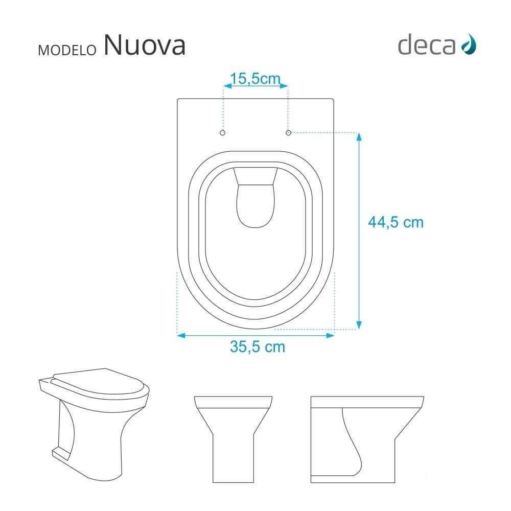 Assento Sanitário Mdf Soft Close Nuova Preto Para Vaso Deca Com Ferragem Dourada - 4