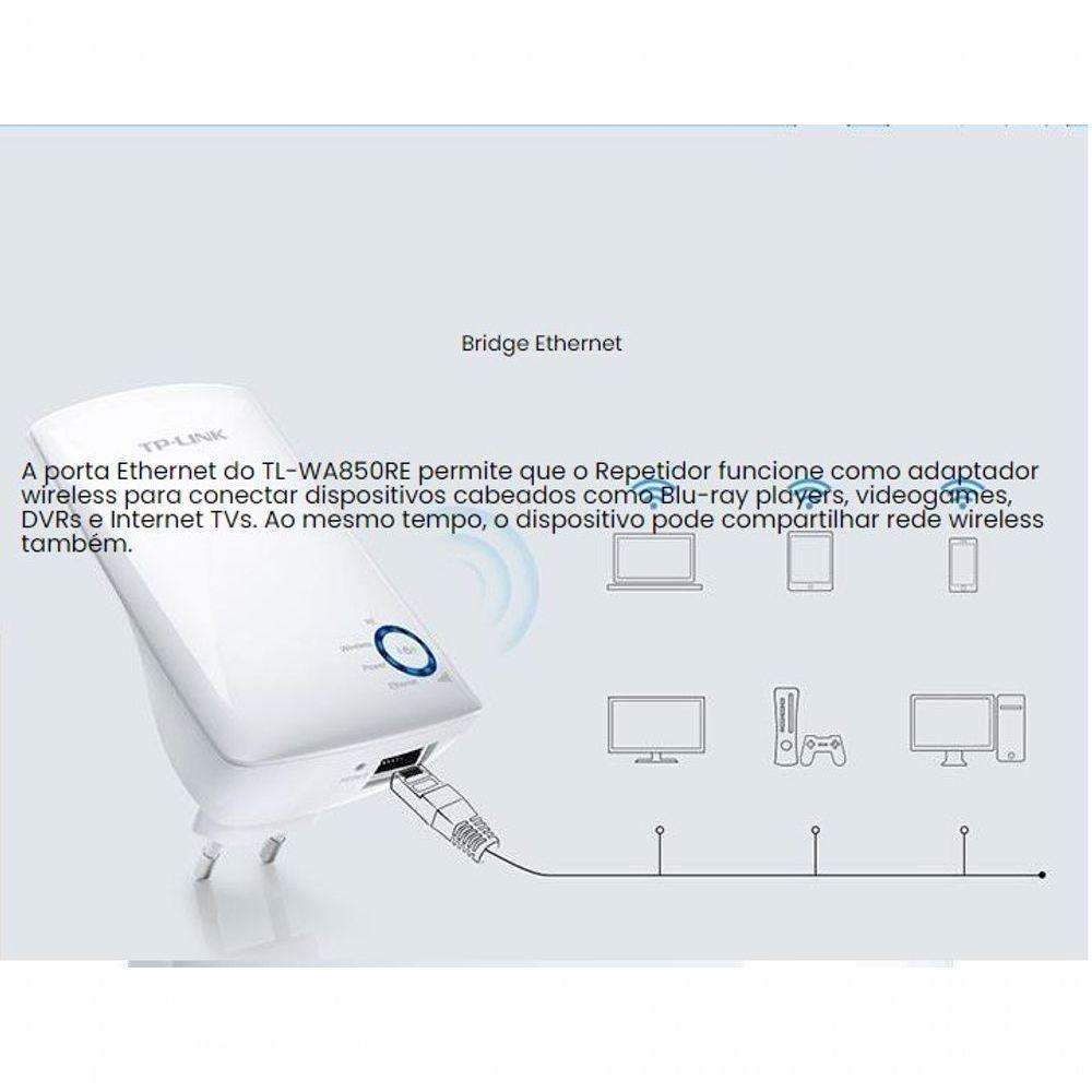 Repetidor Tp-Link Wireless Tl-Wa850Re 300Mbps Combotao Wps - Tpn0028 - 3
