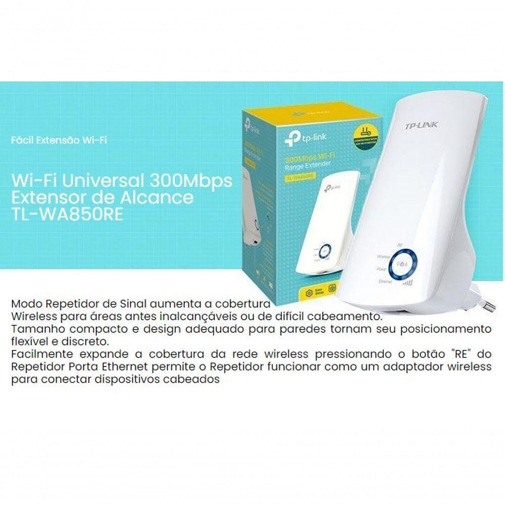 Repetidor Tp-Link Wireless Tl-Wa850Re 300Mbps Combotao Wps - Tpn0028 - 5