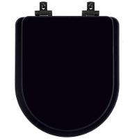 Assento Sanitário Mdf Soft Close Link/Lk Preto Para Vaso Deca Com Ferragem Preta - 1