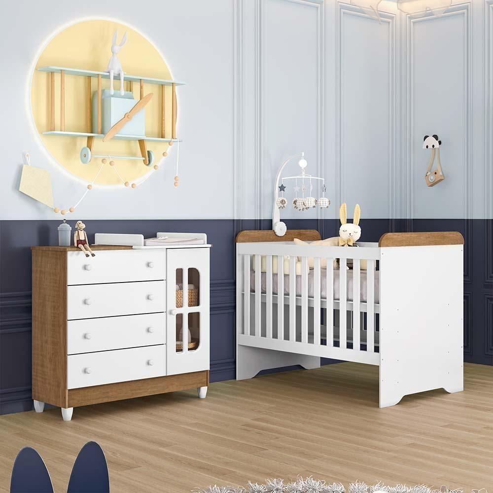 Quarto De Bebê Gabrielle Berço 3 Em 1 Cômoda Branco - 1