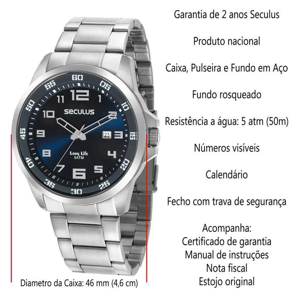 Relógio Seculus Masculino Ref: 44011g0svna1 Casual Prateado - 2