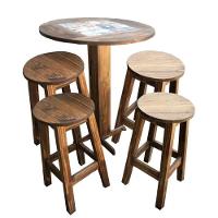 Jogo de Mesa Bistrô com 4 Banquetas de Madeira Maciça Moveis Neppel - 1