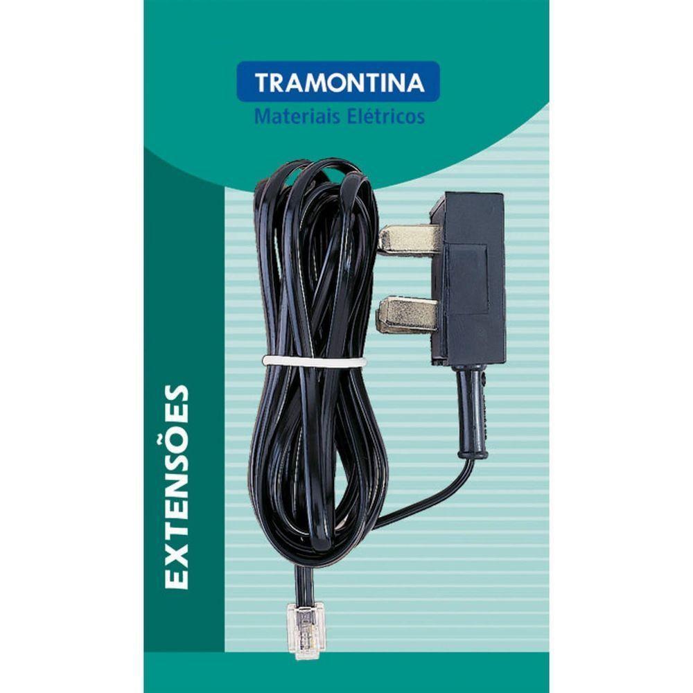 Extensão Telefônica Lisa Para Tomada Padrão Telebrás Com Adaptador Rj11 5 Metros - 1