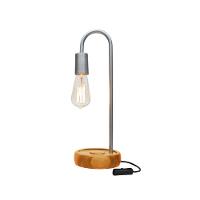 Luminária De Mesa Taschibra Flam Metal/madeira E27 Bivolt Prata - 1