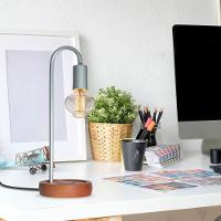 Luminária De Mesa Taschibra Flam Metal/madeira E27 Bivolt Prata - 3