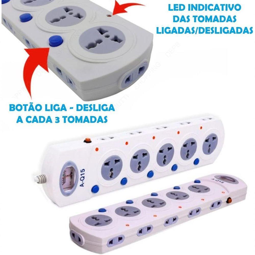 Regua Filtro Linha 16 Tomadas Com Multimetro Extensao - 2